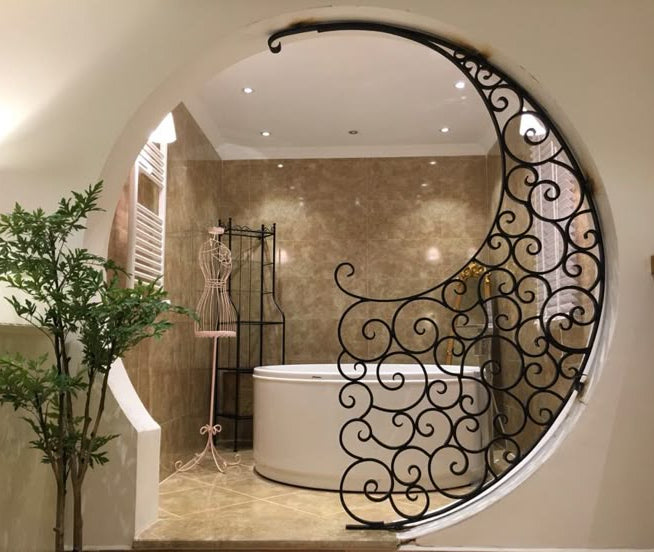 LunaScroll Pivot Gate Artisan Wrought Iron Divider