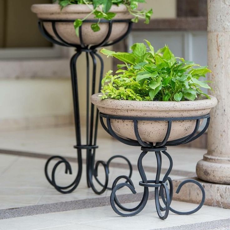 Savannah Scroll Bowl Planter Stands (Set of 2)
