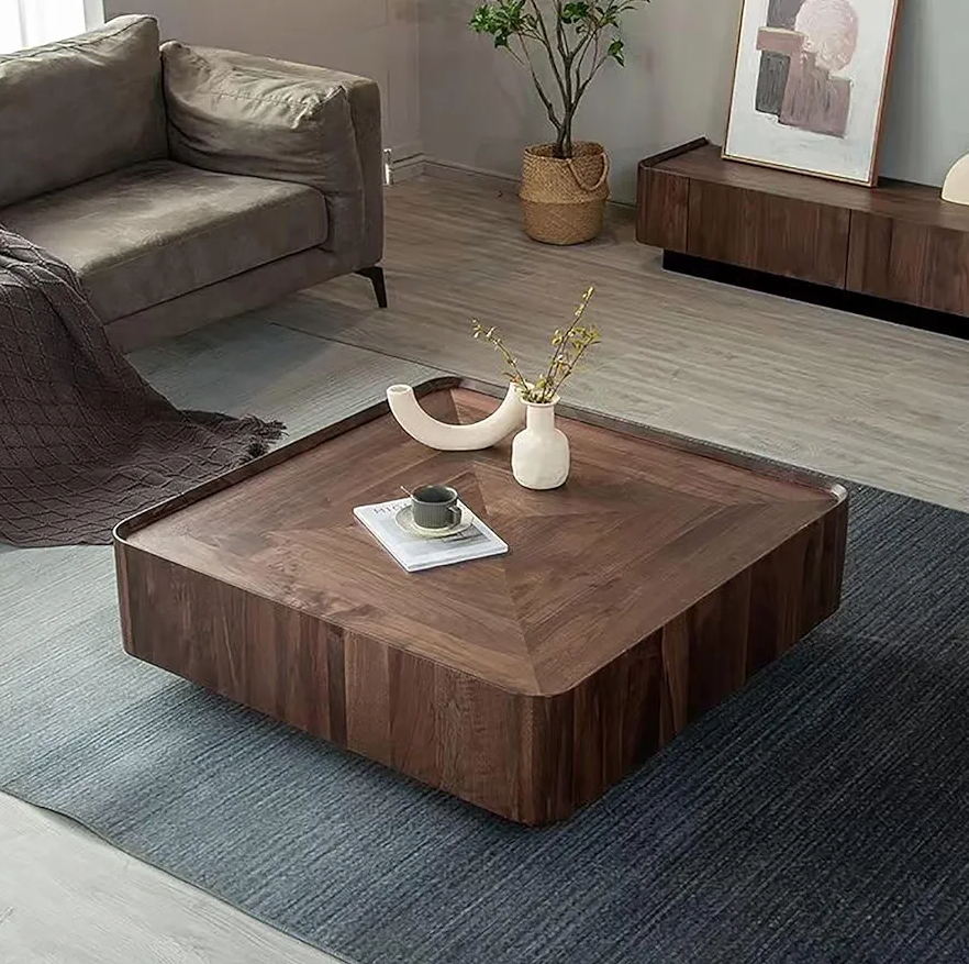Geometric Solid Wood Coffee Table