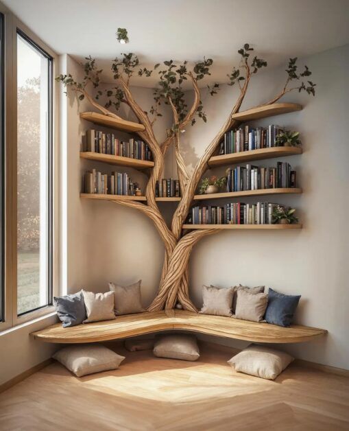 Tree Bookshelf with Seating