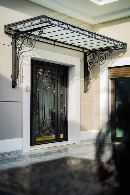 Imperial Grace Iron Door & Flat Awning Canopy Set