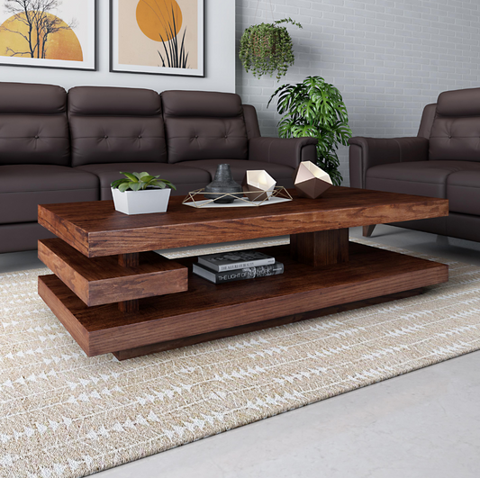 Walnut Finish Solid Wood Coffee Table