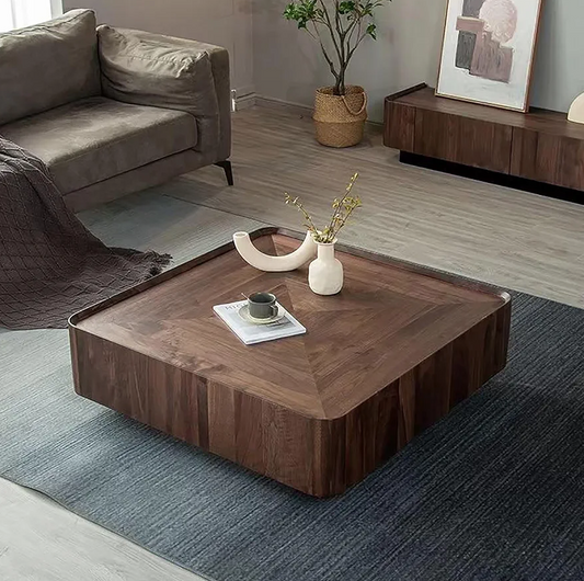 Geometric Solid Wood Coffee Table